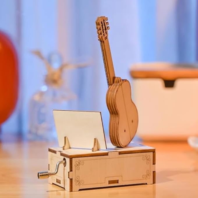 3D WOODEN PUZZLES, MECHANICAL MUSIC BOX, GUITAR BUILDING MODEL, DESKTOP DECORATION DIY3D PUZZLE TOYS, MUSIC BOX MODEL BUILDING KITS, WOODEN MUSIC BOX, CREATIVE GIFTS FOR TEENS AND ADULTS - Image 3